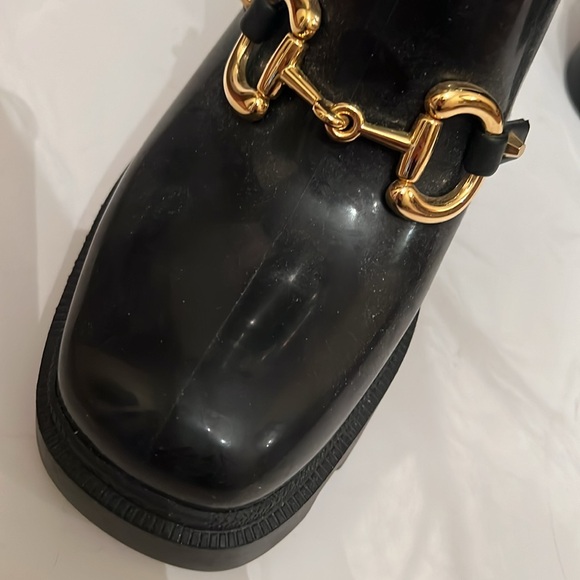 New Gucci Horsebit Tall Rain Boots Black Italy Size 38 - Picture 4 of 16